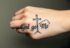 God got me with cross and clouds in background tattoo idea