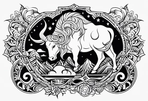 Taurus, Aquarius, Libra, half sleeve, symbols tattoo idea