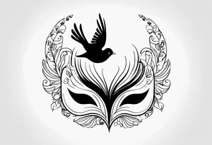 Semicolon with two birds and theatre masks tattoo idea