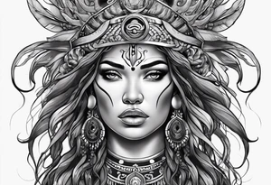 Indigenous woman as medusa tattoo idea