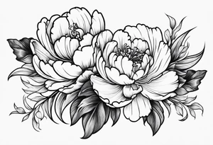 small peony flowers in the waves tattoo idea