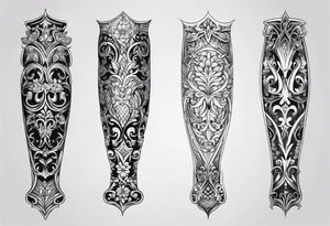 Filigree men’s leg tattoo tattoo idea