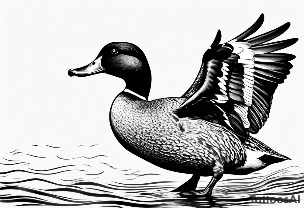 Hunting decoy Duck with a conducting stick tattoo idea