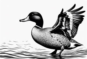 Hunting decoy Duck with a conducting stick tattoo idea