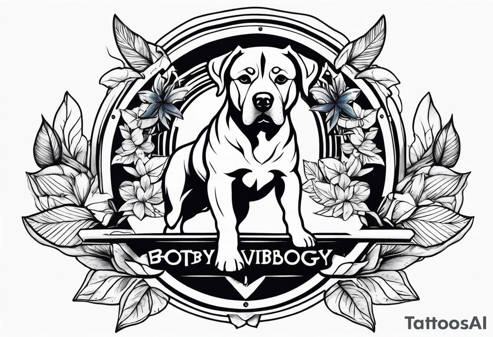 Simpletattoo with elements linked to bodybuilding dogs travel and freedom tattoo idea