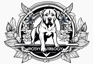 Simpletattoo with elements linked to bodybuilding dogs travel and freedom tattoo idea