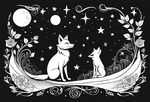 The Little prince with fox on his planet with rose tattoo idea