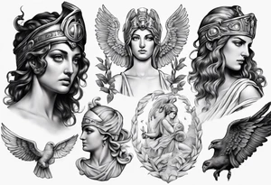 realistic Athena greek mythology tattoo idea