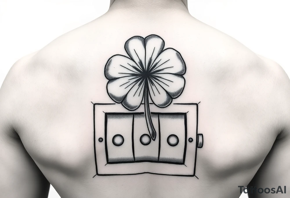 A. Floating four-leaf clover over a slot machine. tattoo idea