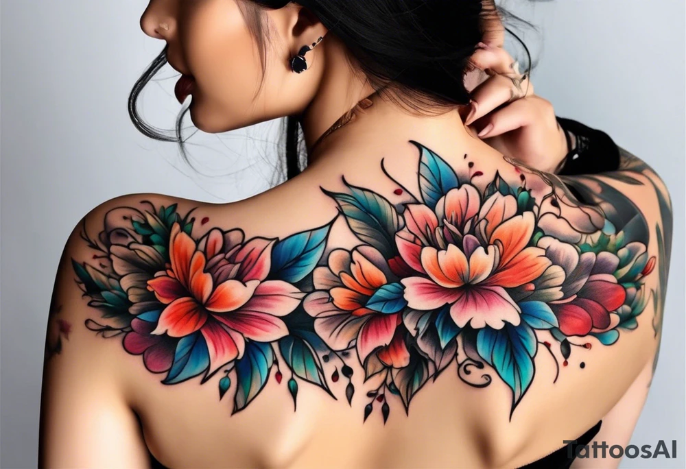 gentle flowers on front neck tattoo idea