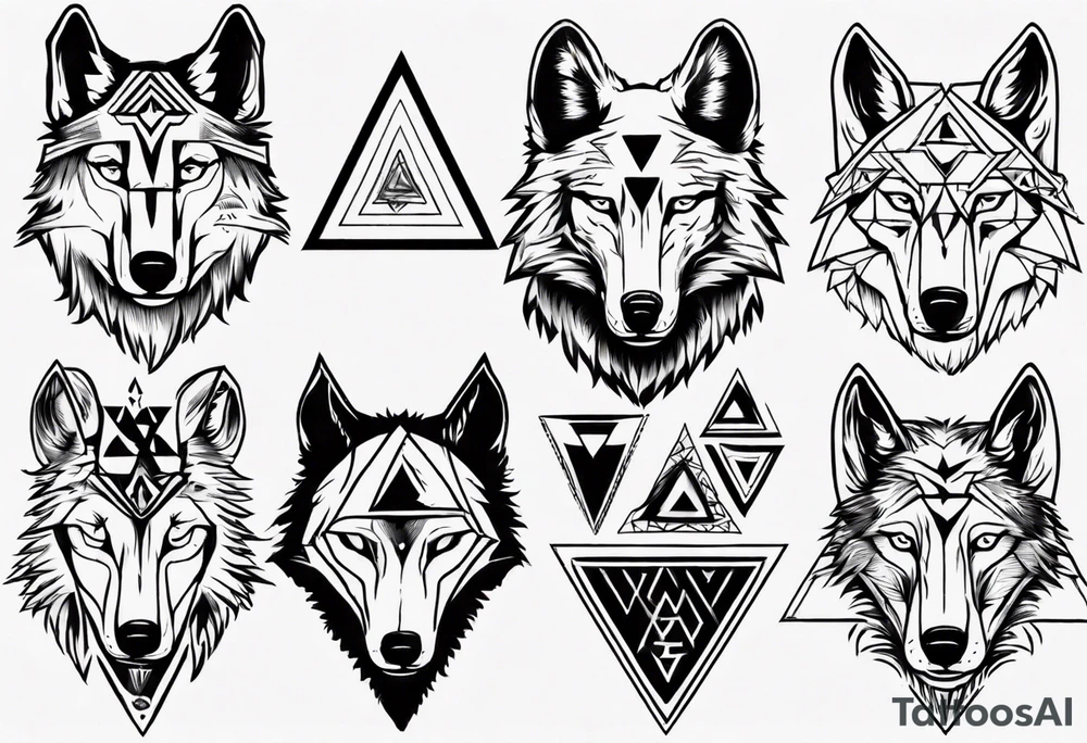 wolf head with triangle on forehead tattoo idea