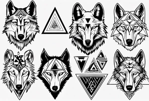 wolf head with triangle on forehead tattoo idea