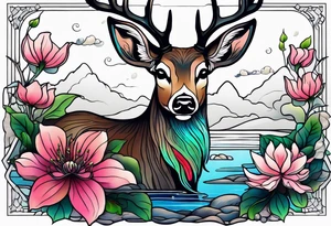 Memorial tattoo 
July 6th 2024 with a deer and a pond with dogwood flowers tattoo idea