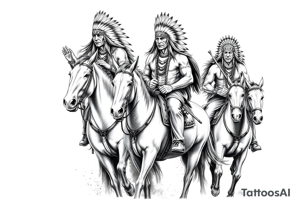 Native American warriors on horses tattoo idea