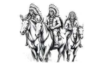 Native American warriors on horses tattoo idea