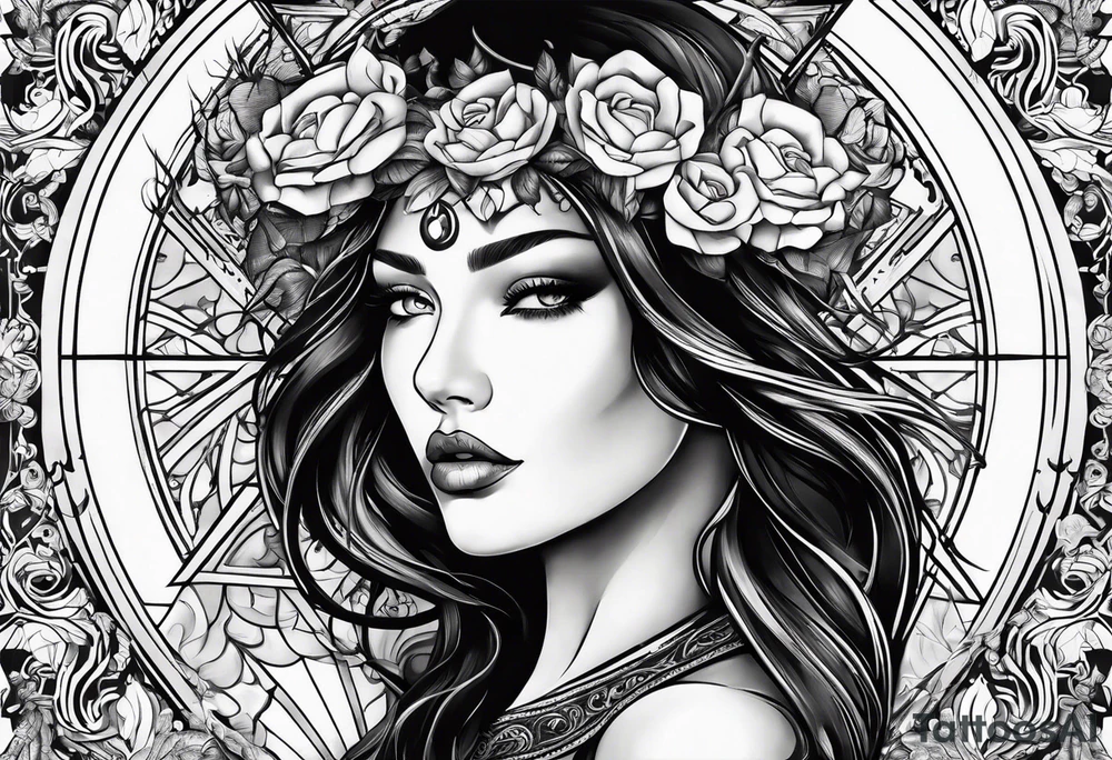 Resurrection Beautiful woman from death to inner peace and self-love tattoo idea