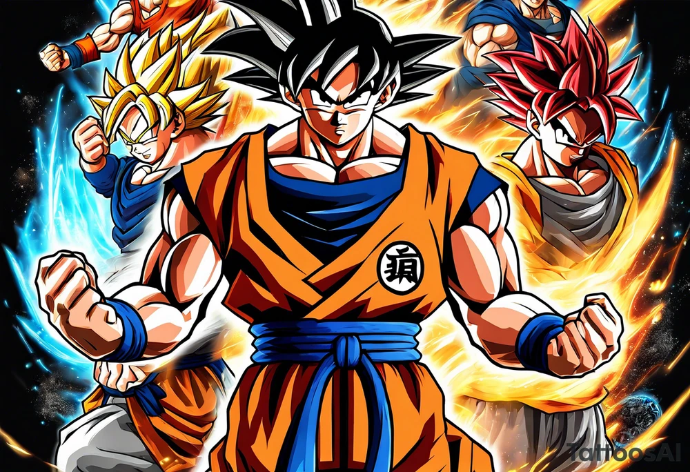 son goku and the z fighters hiking tattoo idea