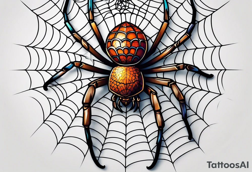 spider with web tattoo idea