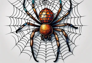 spider with web tattoo idea