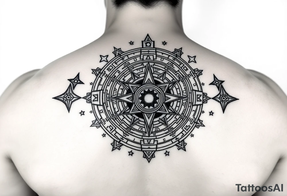 Mayan Astronomy surrounded stars tattoo idea