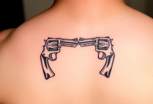 2 revolvers crossing pointing down tattoo idea