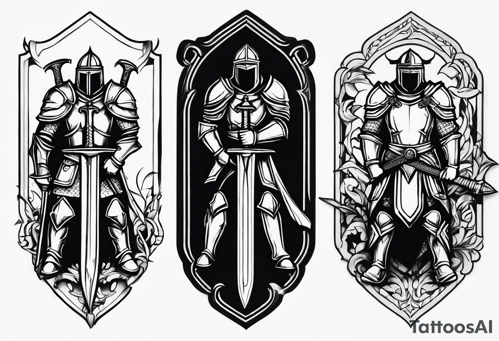 Crusader warriors with sword tattoo idea