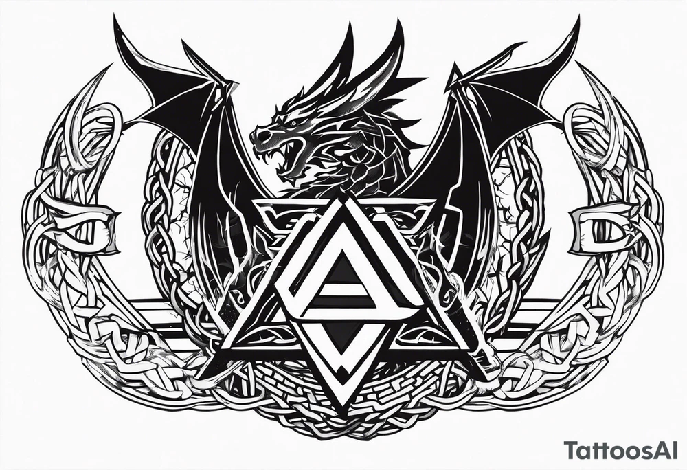 Valhalla sword shield axe barbed wire chains valknut fire dragon tattoo idea Valhalla sword shield axe barbed wire chains valknut fire dragon tattoo idea