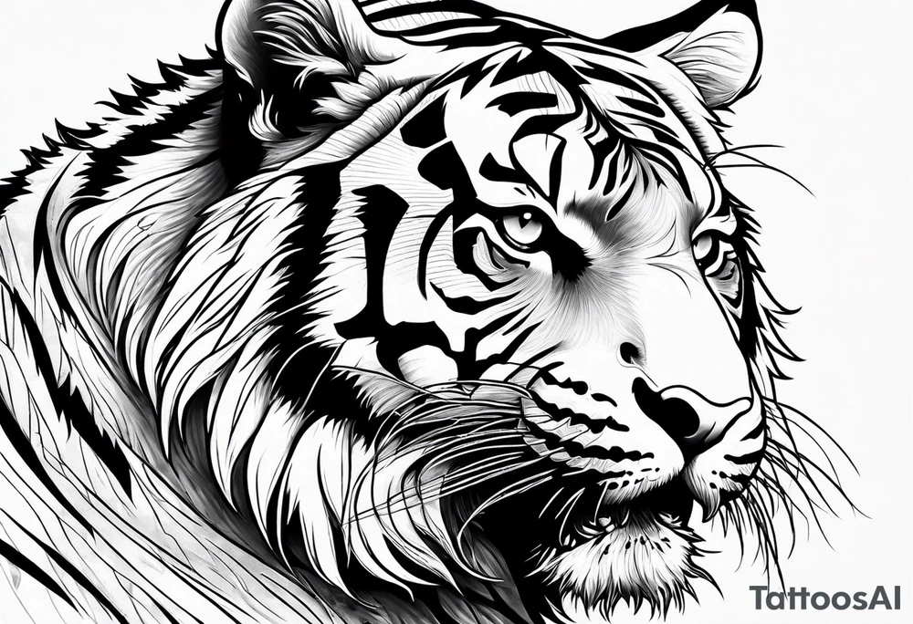Tiger mauling a cat tattoo idea