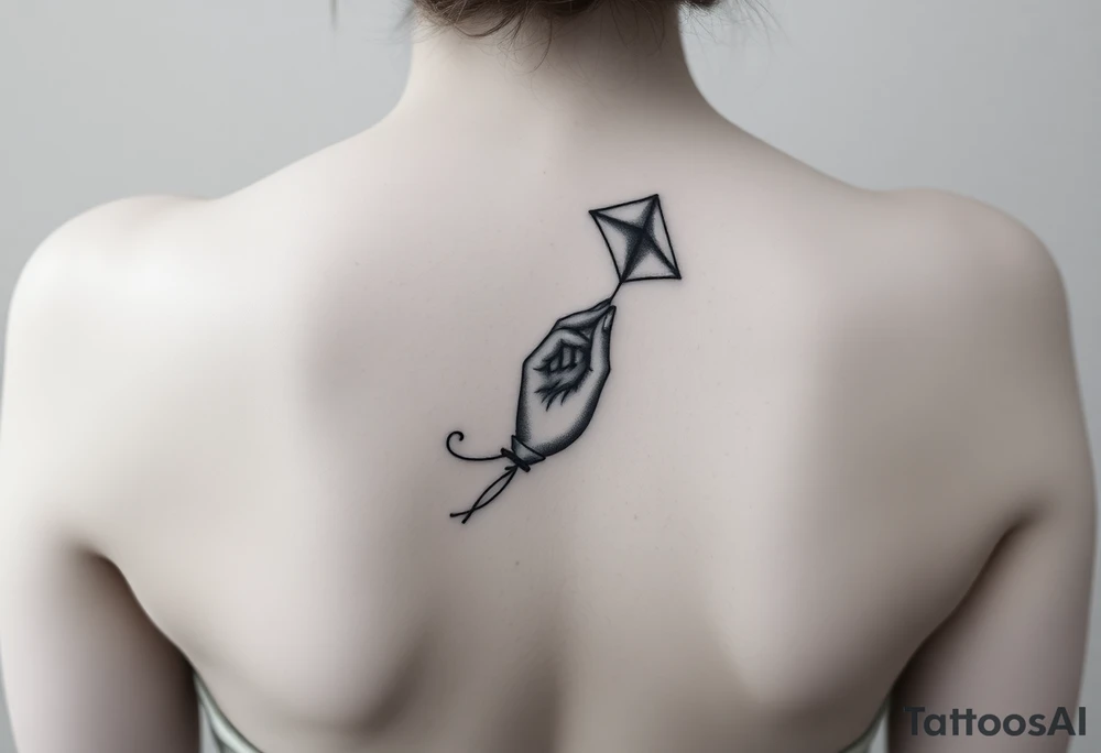 hand letting go kite tattoo idea