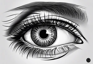 A schematic image of the eye: a circle (pupil) and an arc (eyelid), complemented by several short lines like eyelashes. tattoo idea