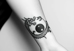 chinese dragon and ying and yang reference tattoo idea