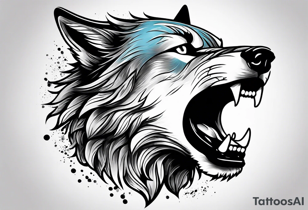 a wolf roaring tattoo idea