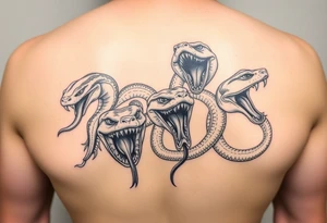 All different kind of venomous snakes with teeth and tongues out tattoo idea