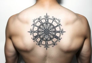 vintage roman numerals within ornate clockwork mechanism tattoo idea