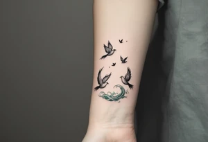 平安 (píng’ān, “peace”) in jade green is often shown with doves or waves for a tranquil life journey. tattoo idea