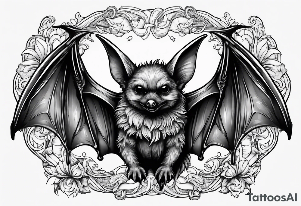 bat hugging another bat tattoo idea