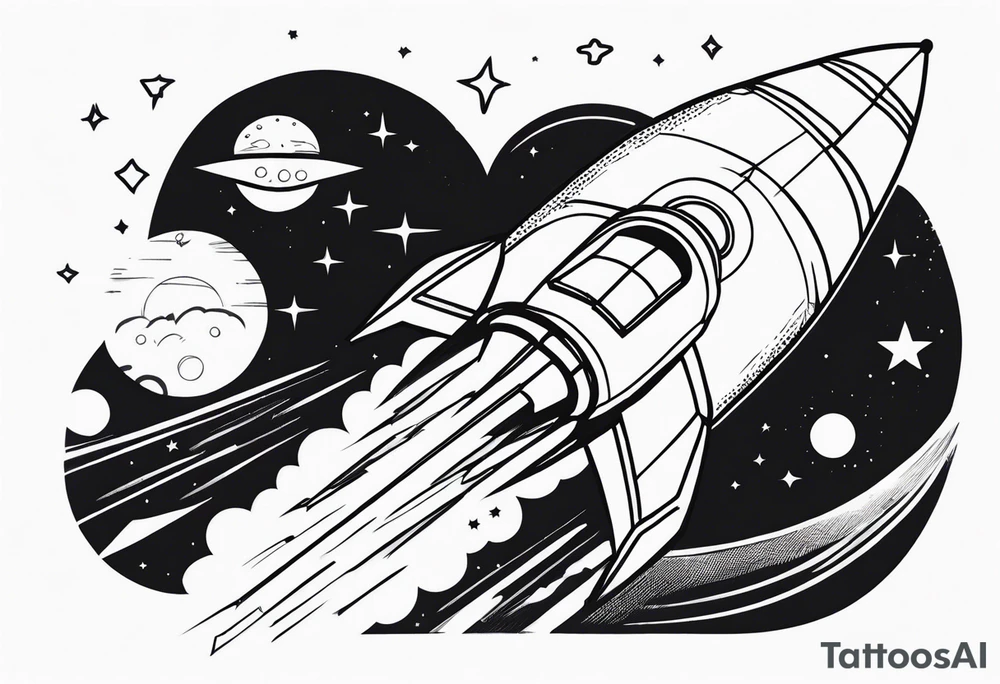 Rocket Ship Adventure tattoo idea