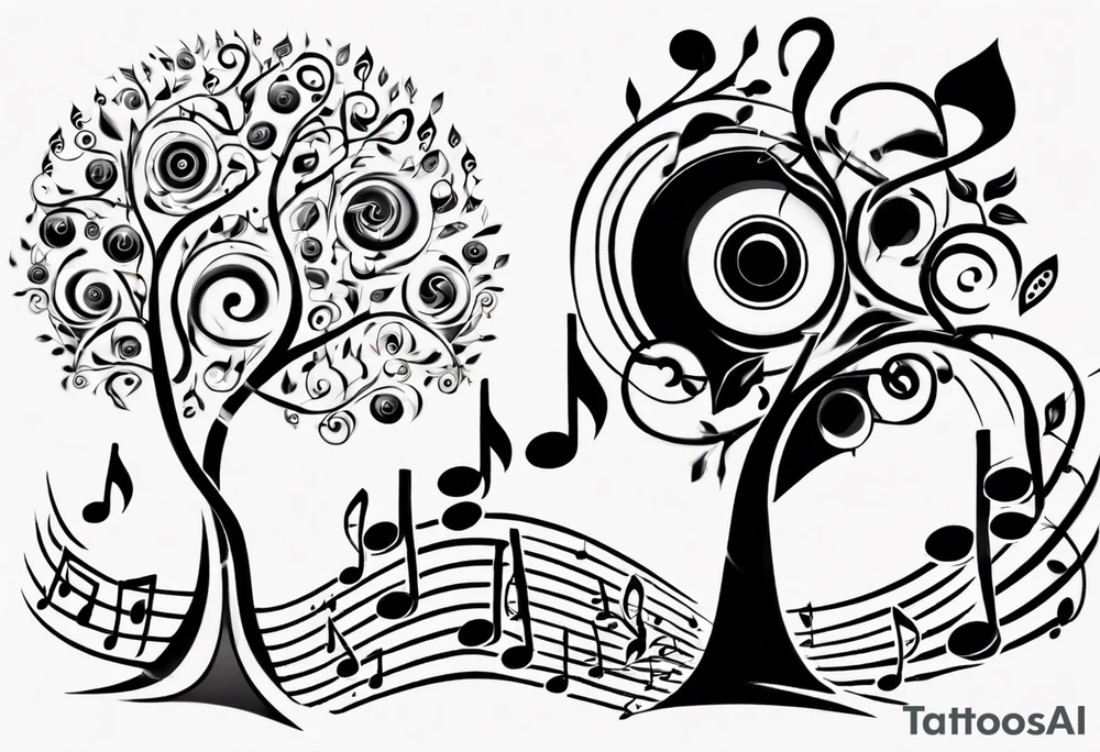 music speaker note tree stave notes tattoo idea