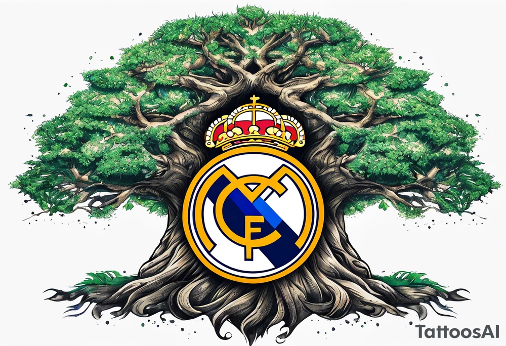 Real madrid logo into tree of life tattoo idea