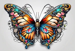 Butterflies with snake tattoo idea