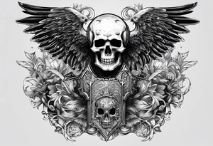 Warhammer 40k chest tattoo skull and wings tattoo idea