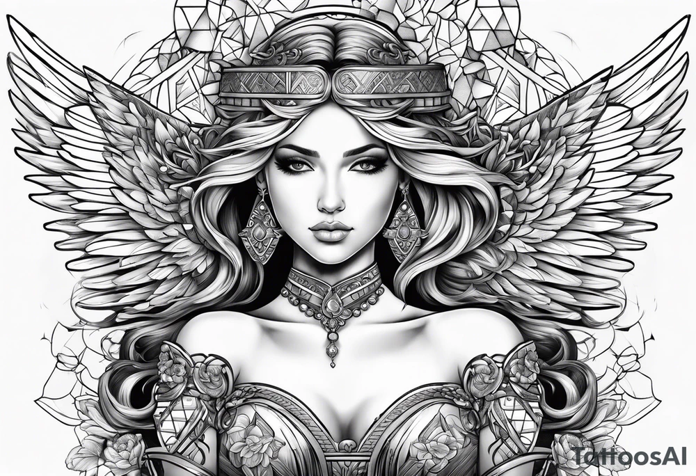 angel con accesorios tattoo idea