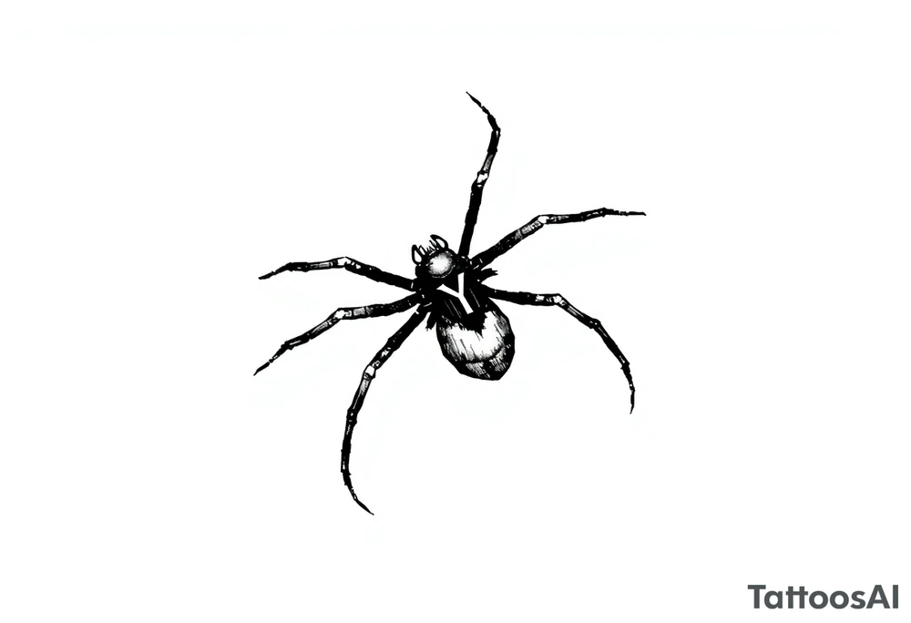 Black widow Spider crawling down sideways with the letter Y on the body of the spider tattoo idea