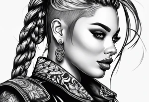 Bikergirl with boxer braids tattoo idea