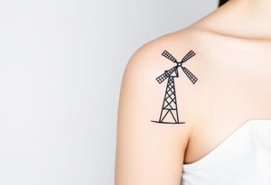 Combine Left sideof lighthouse with right side of farm windmill. Simple lines minimalist slightly offset tattoo idea