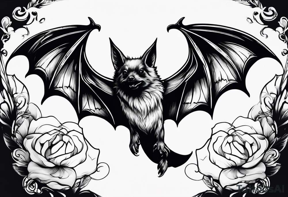 Flying bat tattoo idea