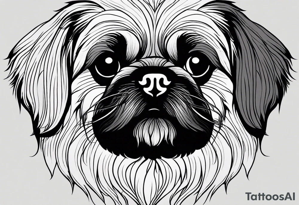 The contour of the face of a pekingese with shih tzu mixed race god. Nothing besides the face. As minimalist as possible. More minimalist! tattoo idea