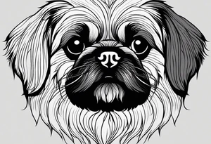 The contour of the face of a pekingese with shih tzu mixed race god. Nothing besides the face. As minimalist as possible. More minimalist! tattoo idea