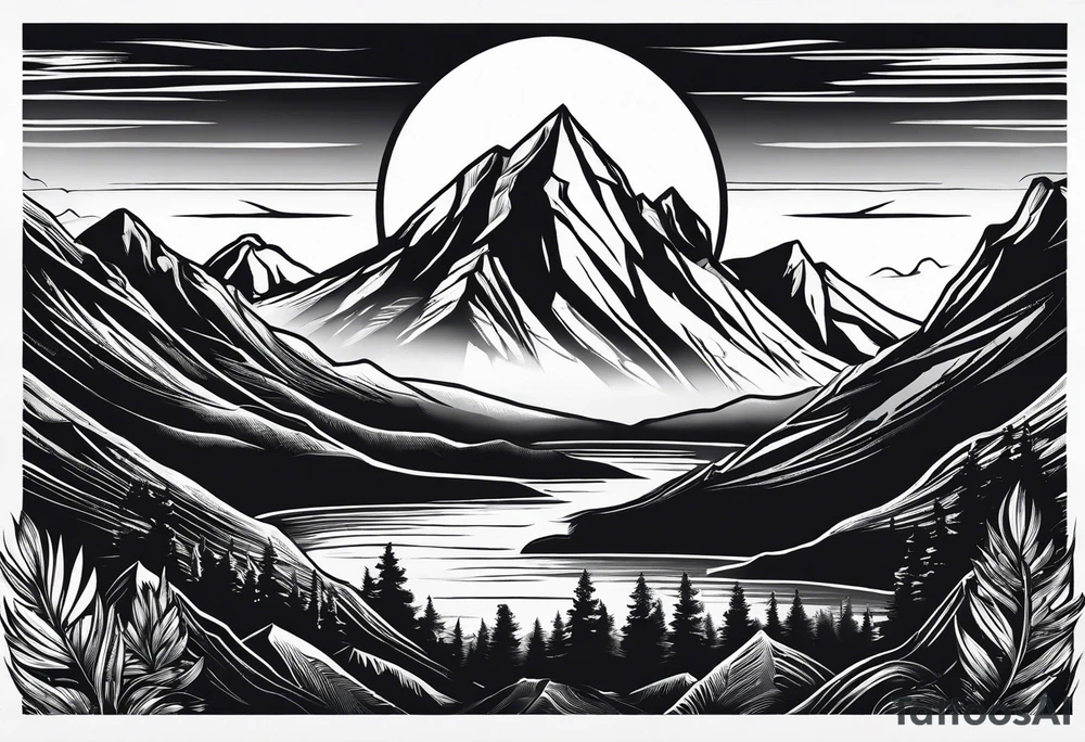 Mountain range silhouette chic tattoo idea