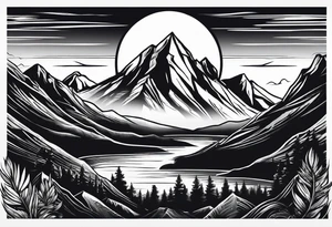 Mountain range silhouette chic tattoo idea